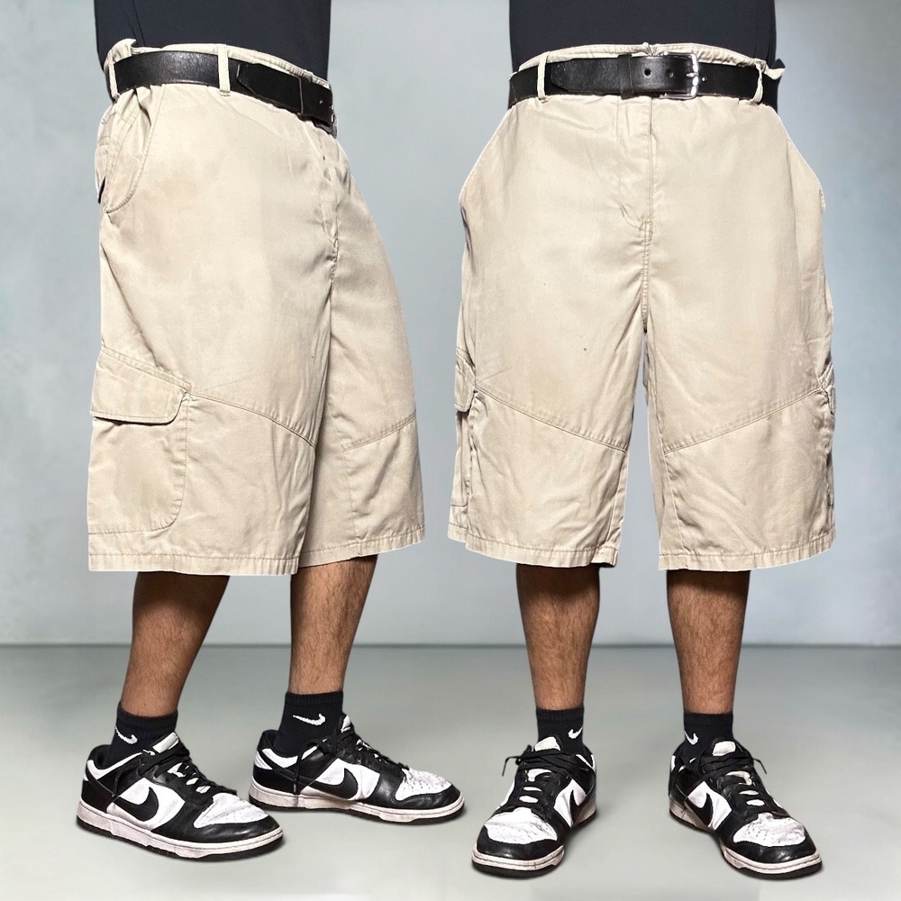 Anchor Blue Tan Cargo Shorts Baggy Skater Y2K Vintage Size 42